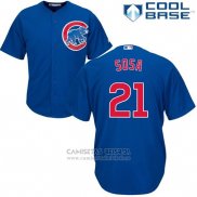 Camiseta Beisbol Hombre Chicago Cubs 21 Sammy Sosa Autentico Collection Cool Base