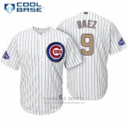 Camiseta Beisbol Hombre Chicago Cubs 9 Javier Baez Blanco Oro Cool Base