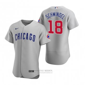 Camiseta Beisbol Hombre Chicago Cubs Frank Schwindel Autentico Road Gris