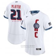 Camiseta Beisbol Hombre Chicago Cubs Personalizada 2021 All Star Autentico Blanco