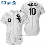 Camiseta Beisbol Hombre Chicago White Sox 10 Yoan Moncada Blanco Primera Autentico Collection Jugador Cool Base