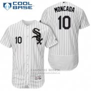 Camiseta Beisbol Hombre Chicago White Sox 10 Yoan Moncada Blanco Primera Autentico Collection Jugador Cool Base