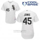 Camiseta Beisbol Hombre Chicago White Sox 45 Bobby Jenks Blanco Primera Cool Base