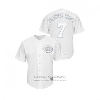 Camiseta Beisbol Hombre Cincinnati Reds Eugenio Suarez 2019 Players Weekend Bolibomba Suarez Replica Blanco