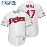 Camiseta Beisbol Hombre Cleveland Indians 2017 Postemporada 47 Trevor Bauer Blanco Cool Base