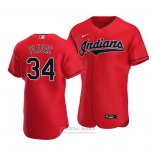 Camiseta Beisbol Hombre Cleveland Indians Zach Plesac Autentico Alterno Rojo