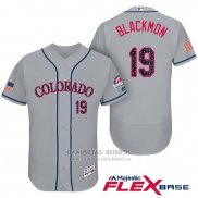 Camiseta Beisbol Hombre Colorado Rockies 2017 Estrellas y Rayas Charlie Blackmon 19 Gris Flex Base