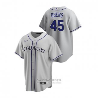 Camiseta Beisbol Hombre Colorado Rockies Scott Oberg Replica Road Gris