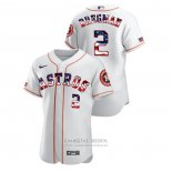 Camiseta Beisbol Hombre Houston Astros Alex Bregman 2020 Stars & Stripes 4th of July Blanco