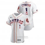 Camiseta Beisbol Hombre Houston Astros Carlos Correa 2020 Stars & Stripes 4th of July Blanco