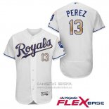 Camiseta Beisbol Hombre Kansas City Royals 13 Salvador Perez Blanco 2017 Flex Base