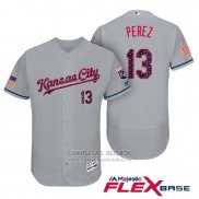 Camiseta Beisbol Hombre Kansas City Royals 2017 Estrellas y Rayas Salvador Perez Gris Flex Base