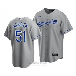 Camiseta Beisbol Hombre Kansas City Royals Brady Singer Replica Cool Base Road Gris