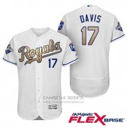 Camiseta Beisbol Hombre Kansas City Royals Campeones 17 Wade Davis Flex Base Oro