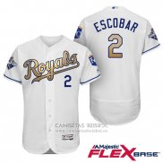 Camiseta Beisbol Hombre Kansas City Royals Campeones 2 Alcides Escobar Flex Base Oro