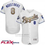 Camiseta Beisbol Hombre Kansas City Royals Mike Moustakas World Series Campeones Oro Blanco Flex Base