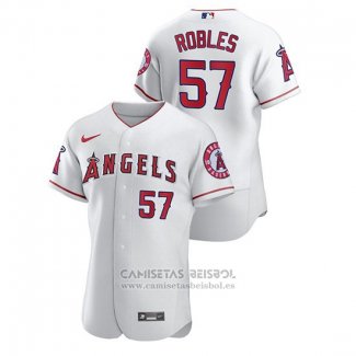 Camiseta Beisbol Hombre Los Angeles Angels Hansel Robles Autentico Blanco