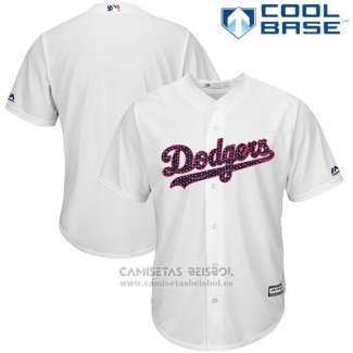 Camiseta Beisbol Hombre Los Angeles Dodgers 2017 Estrellas y Rayas Blanco Cool Base