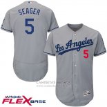 Camiseta Beisbol Hombre Los Angeles Dodgers 5 Corey Seager Gris Flex Base