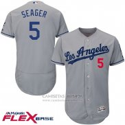 Camiseta Beisbol Hombre Los Angeles Dodgers 5 Corey Seager Gris Flex Base