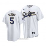 Camiseta Beisbol Hombre Los Angeles Dodgers Corey Seager 2021 Gold Program Replica Blanco