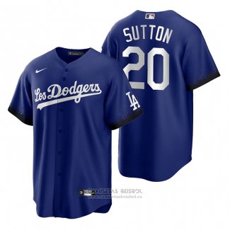 Camiseta Beisbol Hombre Los Angeles Dodgers Don Sutton 2021 City Connect Replica Azul