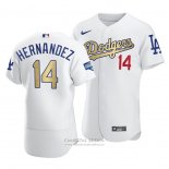 Camiseta Beisbol Hombre Los Angeles Dodgers Enrique Hernandez 2021 Gold Program Patch Autentico Blanco