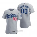 Camiseta Beisbol Hombre Los Angeles Dodgers Personalizada Autentico 2020 Alterno Gris