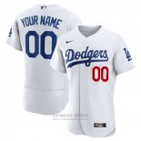 Camiseta Beisbol Hombre Los Angeles Dodgers Primera Autentico Personalizada Blanco