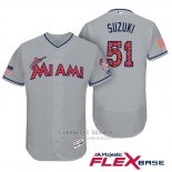 Camiseta Beisbol Hombre Miami Marlins 2017 Estrellas y Rayas Ichiro Suzuki Gris Flex Base