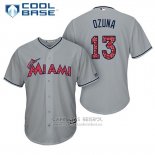 Camiseta Beisbol Hombre Miami Marlins 2017 Estrellas y Rayas Marchell Ozuna Gris Cool Base