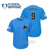 Camiseta Beisbol Hombre Miami Marlins Lewis Brinson Cool Base Entrenamiento de Primavera 2019 Azul