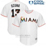 Camiseta Beisbol Hombre Miami Marlins Marcell Ozuna Blanco Cool Base