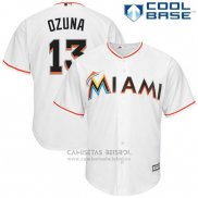 Camiseta Beisbol Hombre Miami Marlins Marcell Ozuna Blanco Cool Base