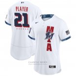 Camiseta Beisbol Hombre Miami Marlins Personalizada 2021 All Star Autentico Blanco