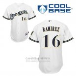 Camiseta Beisbol Hombre Milwaukee Brewers Aramis Ramirez 16 Blanco Primera Cool Base