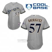 Camiseta Beisbol Hombre Milwaukee Brewers Francisco Rodriguez 57 Gris Cool Base