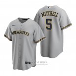 Camiseta Beisbol Hombre Milwaukee Brewers Garrett Mitchell Replica 2020 Gris