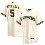 Camiseta Beisbol Hombre Milwaukee Brewers Garrett Mitchell Replica Crema