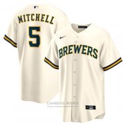 Camiseta Beisbol Hombre Milwaukee Brewers Garrett Mitchell Replica Crema
