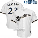 Camiseta Beisbol Hombre Milwaukee Brewers Keon Broxton Blanco Cool Base