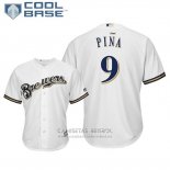 Camiseta Beisbol Hombre Milwaukee Brewers Manny Pina Cool Base Primera Blanco