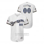 Camiseta Beisbol Hombre Milwaukee Brewers Personalizada 2019 Postemporada Flex Base Blanco