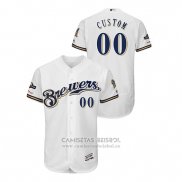 Camiseta Beisbol Hombre Milwaukee Brewers Personalizada 2019 Postemporada Flex Base Blanco