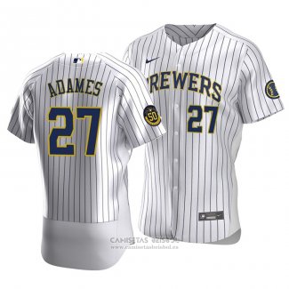 Camiseta Beisbol Hombre Milwaukee Brewers Willy Adames Autentico Primera Blanco