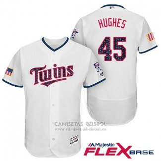 Camiseta Beisbol Hombre Minnesota Twins 2017 Estrellas y Rayas Phil Hughes Blanco Flex Base