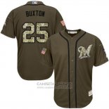 Camiseta Beisbol Hombre Minnesota Twins 25 Byron Buxton Verde Salute To Service