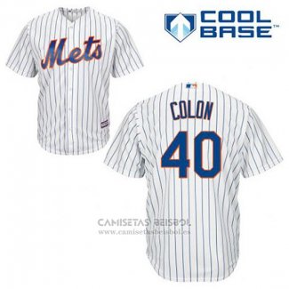 Camiseta Beisbol Hombre New York Mets Bartolo Colon 40 Blanco Primera Cool Base