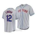 Camiseta Beisbol Hombre New York Mets Francisco Lindor Cool Base Road Gris