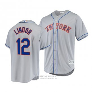 Camiseta Beisbol Hombre New York Mets Francisco Lindor Cool Base Road Gris